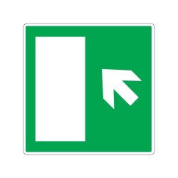 Panneau de sortie de secours flèche vers le haut à gauche signalisation en PVC, adhésif ou alu Dibond