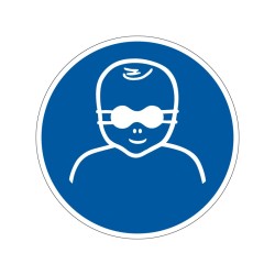 Panneau M025 protection oculaire bébé obligatoire en PVC, alu Dibond ou adhésif