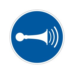 Panneau M029 klaxon obligatoire en PVC, alu Dibond ou adhésif