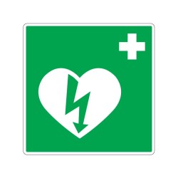 Panneau E010 carré de secours défibrillateur externe automatisé DAE signalisation en PVC, adhésif ou alu Dibond
