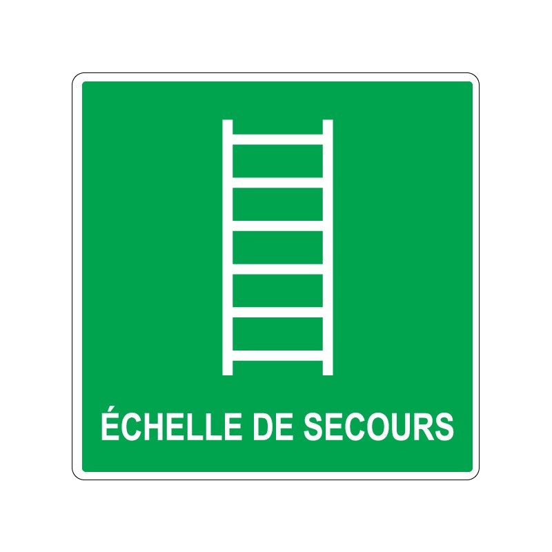 Panneau carré de secours échelle avec texte signalisation en PVC, adhésif ou alu Dibond