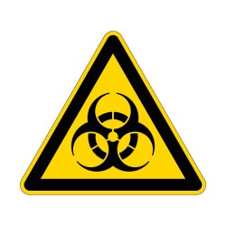 Panneau W009 de signalisation de danger risques biologiques en PVC, alu Dibond ou adhésif
