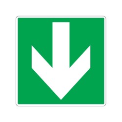 Panneau carré de secours flèche diagonale vers le bas signalisation en PVC, adhésif ou alu Dibond