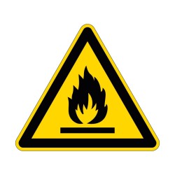 Panneau W021 de signalisation de danger matière inflammable en PVC, alu Dibond ou adhésif