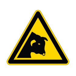 Panneau W034 de signalisation de danger taureau en PVC, alu Dibond ou adhésif