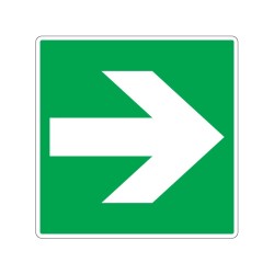 Panneau carré de secours flèche diagonale vers le bas signalisation en PVC, adhésif ou alu Dibond