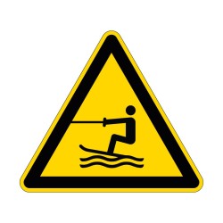 Panneau W045 de signalisation de danger zone d’activités nautiques tractées en PVC, alu Dibond ou adhésif