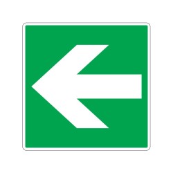 Panneau carré de secours flèche vers la gauche signalisation en PVC, adhésif ou alu Dibond