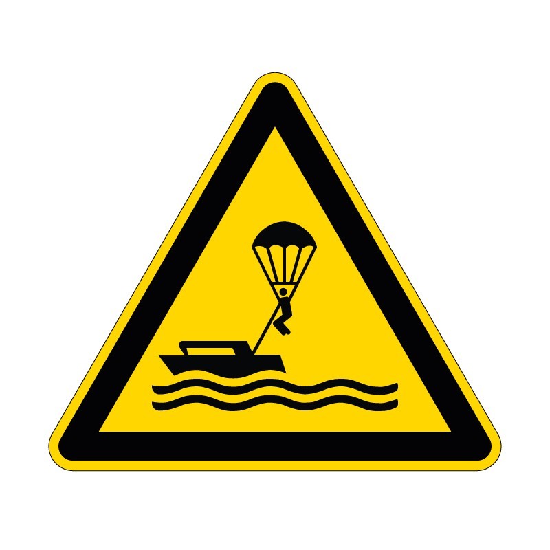 Panneau W063 de signalisation de danger pratique du parachutisme ascensionnel en PVC, alu Dibond ou adhésif