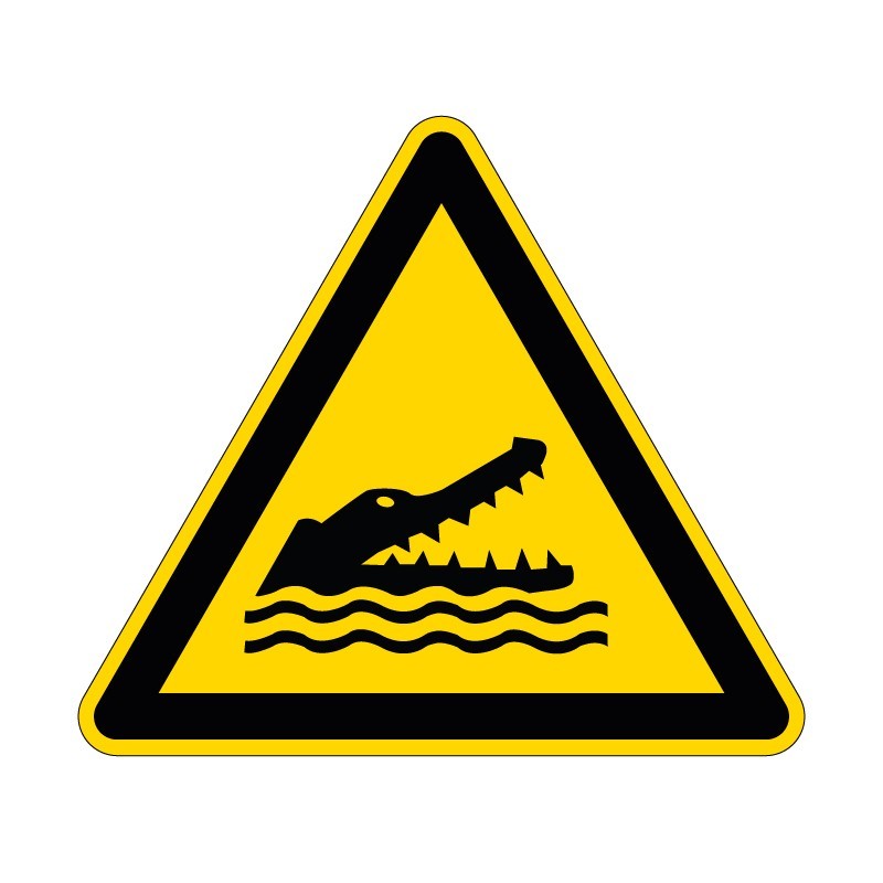 Panneau W067 de signalisation de danger crocodiles, alligators ou caïmans en PVC, alu Dibond ou adhésif