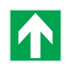 Panneau carré de secours flèche diagonale vers le haut signalisation en PVC, adhésif ou alu Dibond