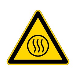 Panneau W079 de signalisation de danger contenu chaud en adhésif, pvc ou alu dibond