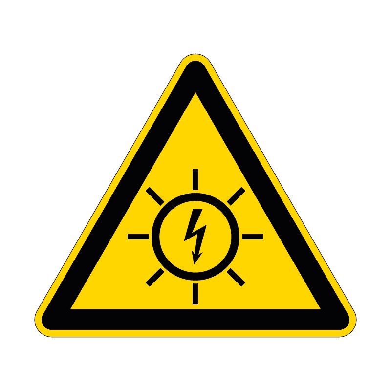 Panneau de signalisation de danger photovoltaïque en adhésif, pvc ou alu dibond