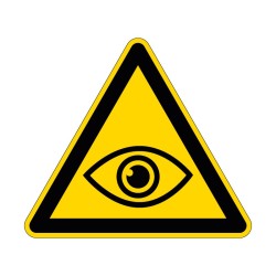 Panneau de signalisation de danger risque pour les yeux en adhésif, pvc ou alu dibond