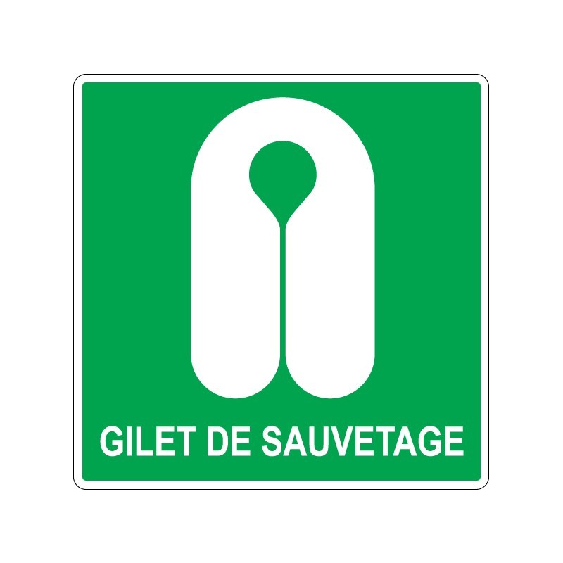 Panneau carré de secours gilet de sauvetage signalisation en PVC, adhésif ou alu Dibond