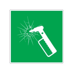 Panneau E025 carré de secours marteau brise vitre signalisation en PVC, adhésif ou alu Dibond