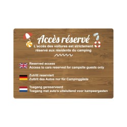 Panneau accès réservé aux résidents du camping en PVC, alu Dibond ou adhésif