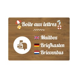 Panneau de camping indiquant une boîte aux lettres en PVC, alu Dibond ou adhésif