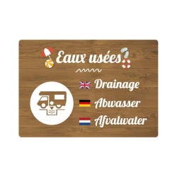 Panneau de camping indiquant de l'eaux usées en PVC, alu Dibond ou adhésif