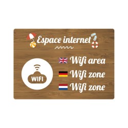 Panneau de camping indiquant un espace internet wifi en PVC, alu Dibond ou adhésif