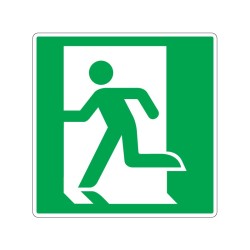 Panneau E001 carré de secours sortie de secours à gauche signalisation en PVC, adhésif ou alu Dibond