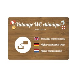 Panneau de camping indiquant la vidange de WC chimique en PVC, alu Dibond ou adhésif