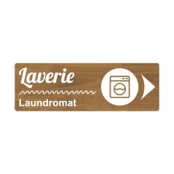 Panneau de camping fléché indiquant la direction de la laverie en PVC, alu Dibond ou adhésif