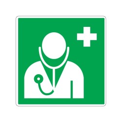 Panneau E009 carré de secours urgence médecin signalisation en PVC, adhésif ou alu Dibond