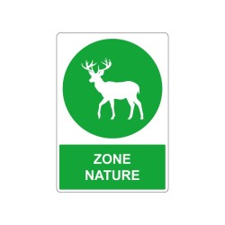 Panneau indiquant une zone de nature cerf en PVC, alu Dibond ou adhésif