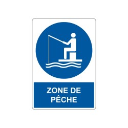 Panneau indiquant une zone de pêche en PVC, alu Dibond ou adhésif
