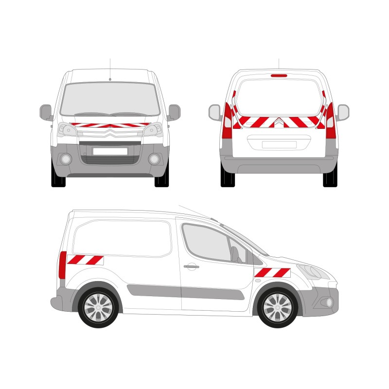 Kit de balisage pour véhicules - sticker bandes de sécurité réfléchissantes Citröen Berlingo Hayon 2015-2018