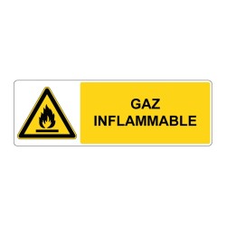 Panneau danger rectangle W021 - Gaz inflammable en adhésif, pvc ou alu dibond