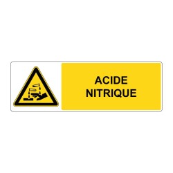 Panneau danger rectangle W023 - Acide nitrique en adhésif, pvc ou alu dibond