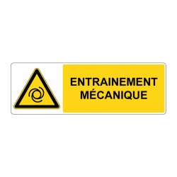 Panneau danger rectangle W018 - Entrainement mécanique en adhésif, pvc ou alu dibond