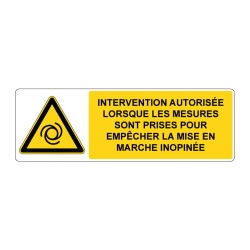 Panneau danger rectangle W018 - Mise en marche inopinée en adhésif, pvc ou alu dibond