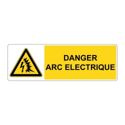 Panneau danger rectangle W042 - Arc électrique en adhésif, pvc ou alu dibond