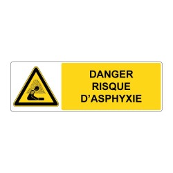 Panneau danger rectangle W041 - Danger risque d'asphyxie en adhésif, pvc ou alu dibond