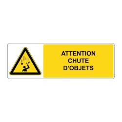 Panneau W035 danger rectangle - Chute d'objets en adhésif, pvc ou alu dibond