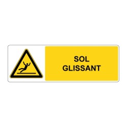 Panneau W011 danger rectangle - Sol glissant en adhésif, pvc ou alu dibond