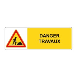 Panneau Ak5 danger rectangle - Danger travaux en adhésif, pvc ou alu dibond