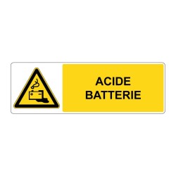 Panneau W026 danger rectangle - Acide batterie en adhésif, pvc ou alu dibond