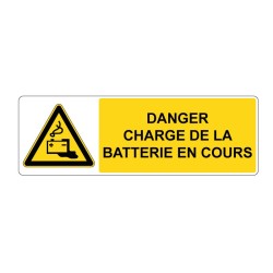 Panneau W026 danger rectangle - Charge de la batterie en cours en adhésif, pvc ou alu dibond