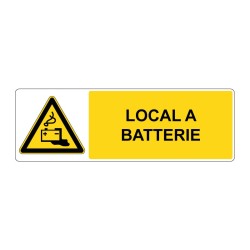 Panneau W026 danger rectangle - Local à batterie en adhésif, pvc ou alu dibond