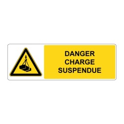 Panneau W015 danger rectangle - Danger charge suspendue en adhésif, pvc ou alu dibond