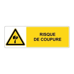 Panneau W022 danger rectangle - Risque de coupure en adhésif, pvc ou alu dibond