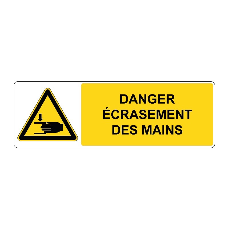 Panneau W024 danger rectangle - Écrasement des mains en adhésif, pvc ou alu dibond