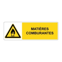 Panneau W028 danger rectangle - Matières comburantes en adhésif, pvc ou alu dibond