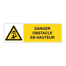 Panneau W020 danger rectangle - Obstacle en hauteur en adhésif, pvc ou alu dibond
