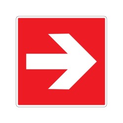 Panneau carré de sécurité incendie flèche vers la droite signalisation en PVC, adhésif ou alu Dibond