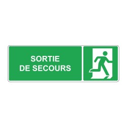 Panneau E002 secours rectangle - Sortie de secours vers la droite en adhésif, pvc ou alu dibond